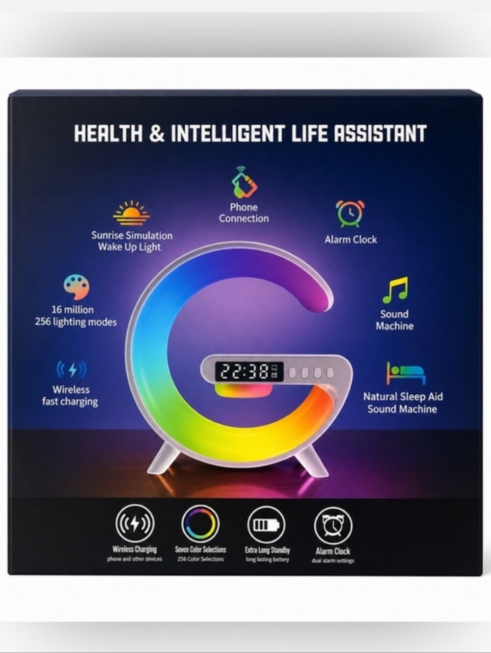 ENERG G6 Sunrise LED Alarm Clock - Multicolor Ring